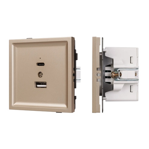 Механизм USB розетки SCT-TENDO-MUAC-PL-GD (5V, 3A, QC3) (Arlight, -)