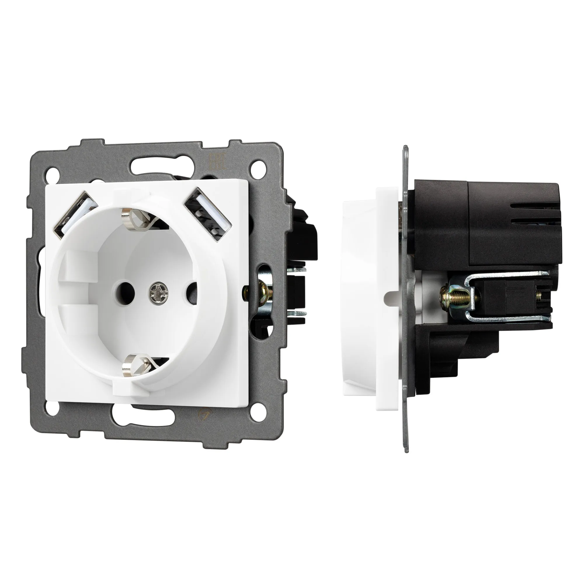 Механизм розетки с USB зарядкой SCT-MUAA-PL-WH-V (250V, 16A) (Arlight, -)