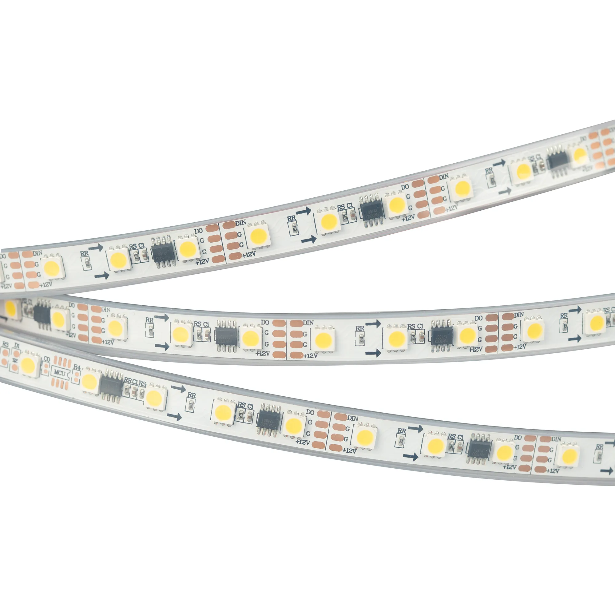 Лента светодиодная SPI-5000P-5060-60 12V Cx3 Warm3000-Auto (12mm, 13.2W, IP66) (Arlight, Закрытый, IP66)