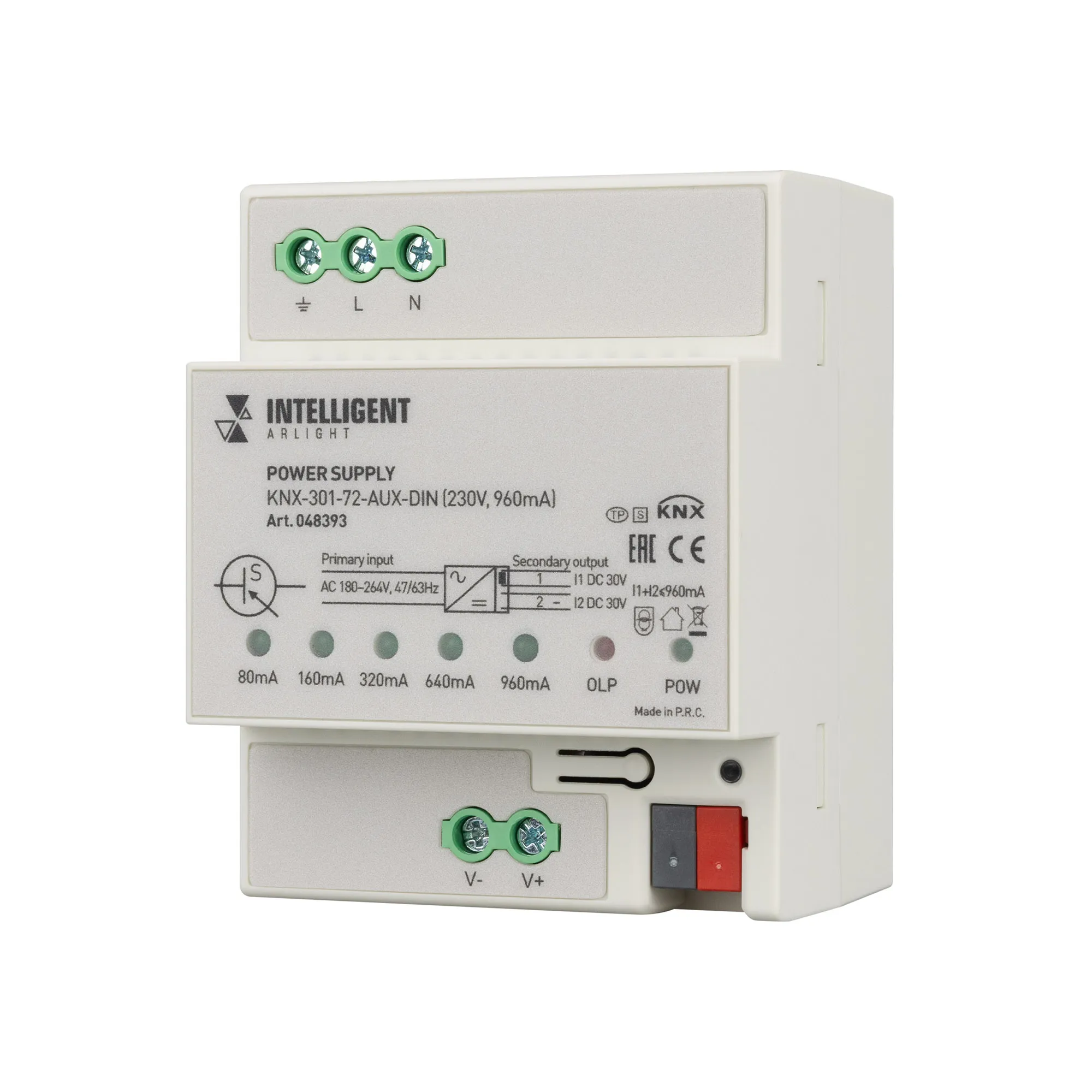 INTELLIGENT ARLIGHT Блок питания шины KNX-301-72-AUX-DIN (230V, 960mA) (IARL, IP20 Пластик, 2 года) - изображение товара