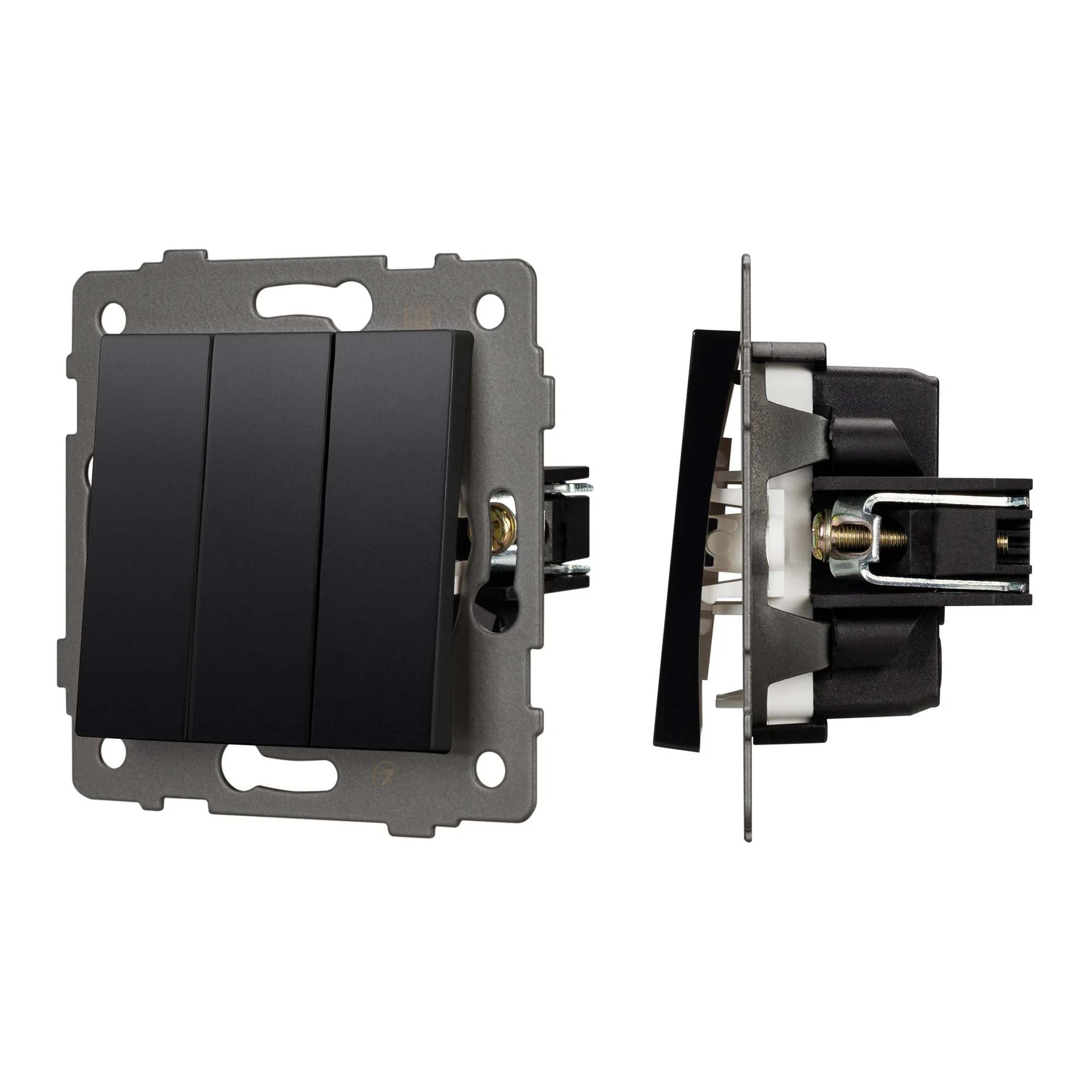 Механизм выключателя трехклавишный непроходной SWT-MK03-PL-BK-V (250V, 10A) (Arlight, -)